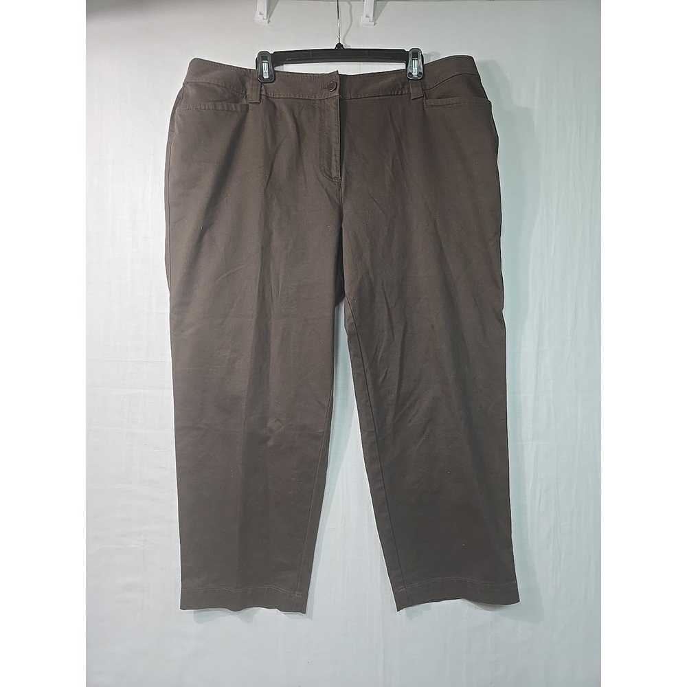 Talbots Classic Fit Sz 20W Petite Brown Straight‎ Leg Dress Pants Chino Career